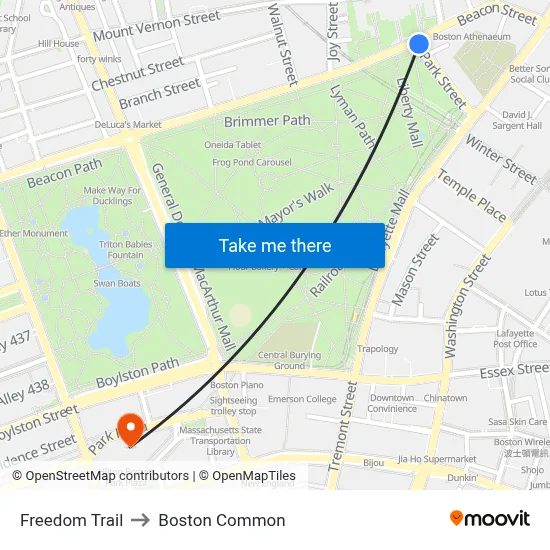 Freedom Trail to Boston Common map