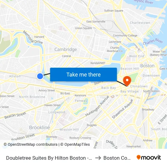 Doubletree Suites By Hilton Boston - Cambridge to Boston Common map