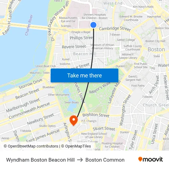 Wyndham Boston Beacon Hill to Boston Common map