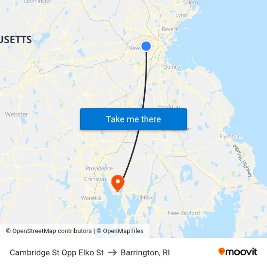 Cambridge St Opp Elko St to Barrington, RI map