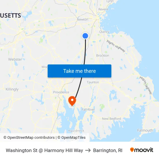 Washington St @ Harmony Hill Way to Barrington, RI map