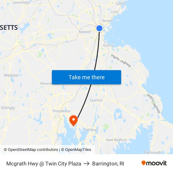 Mcgrath Hwy @ Twin City Plaza to Barrington, RI map