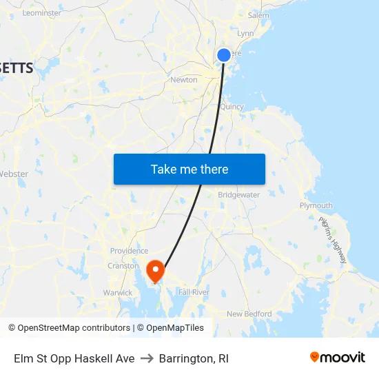 Elm St Opp Haskell Ave to Barrington, RI map