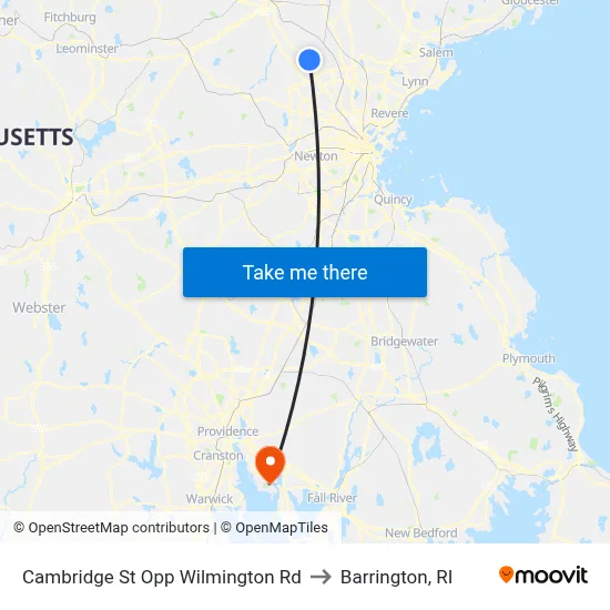 Cambridge St Opp Wilmington Rd to Barrington, RI map