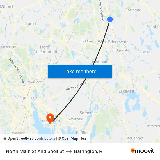 North Main St And Snell St to Barrington, RI map