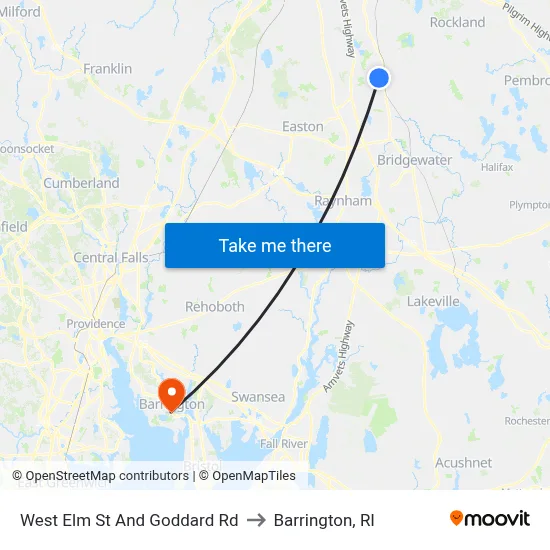West Elm St And Goddard Rd to Barrington, RI map