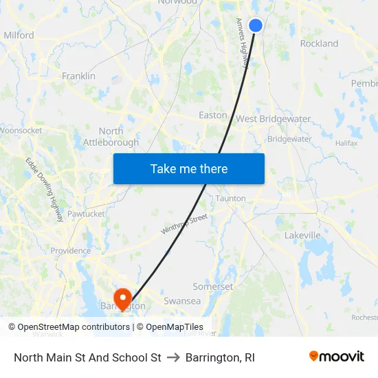 North Main St And School St to Barrington, RI map