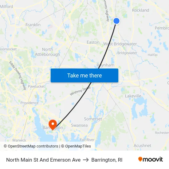 North Main St And Emerson Ave to Barrington, RI map