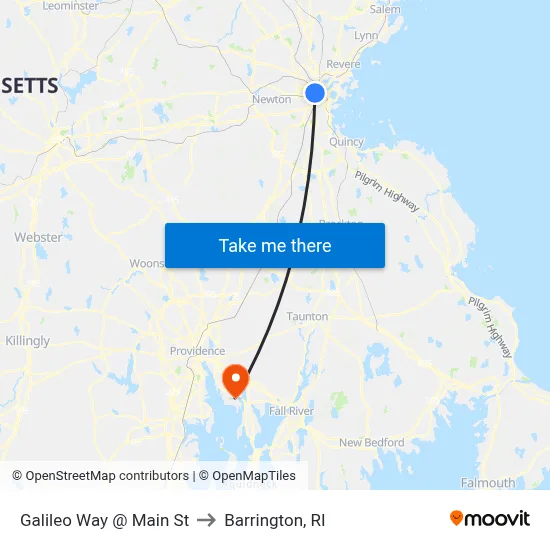Galileo Way @ Main St to Barrington, RI map