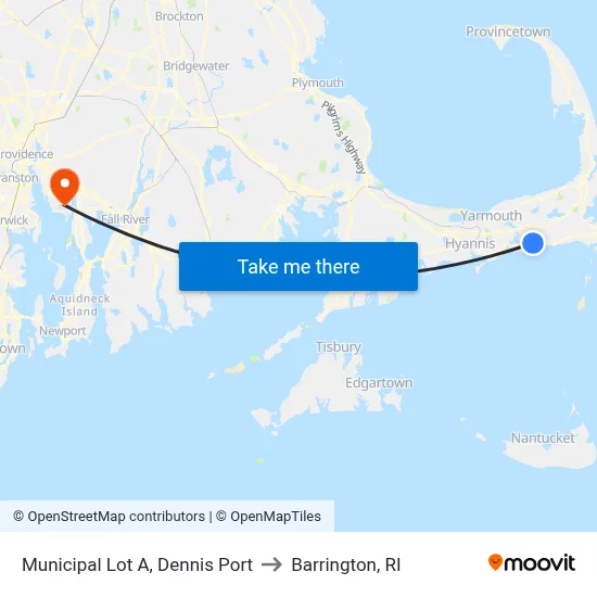 Municipal Lot A, Dennis Port to Barrington, RI map