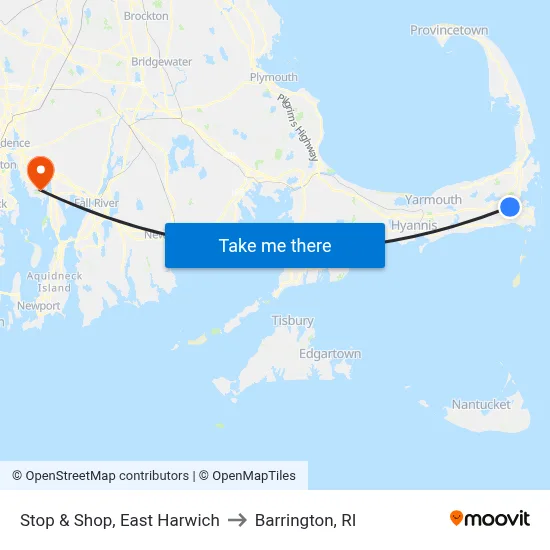 Stop & Shop, East Harwich to Barrington, RI map
