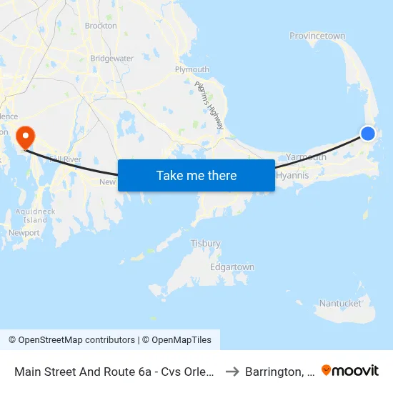 Main Street And Route 6a - Cvs Orleans to Barrington, RI map