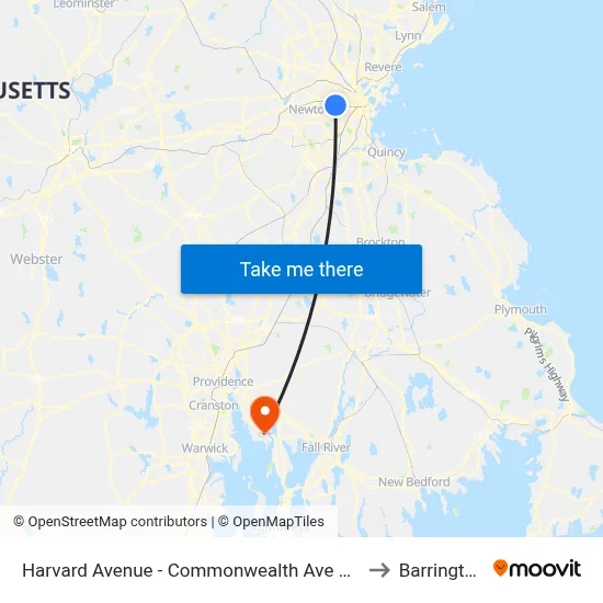Harvard Avenue - Commonwealth Ave @ Harvard Ave to Barrington, RI map