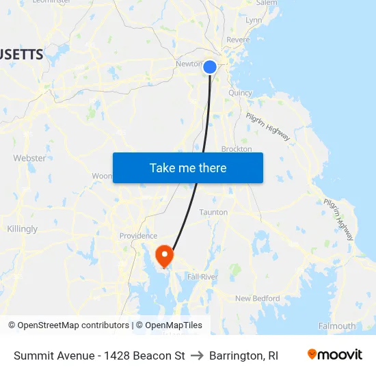 Summit Avenue - 1428 Beacon St to Barrington, RI map