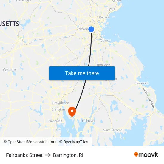 Fairbanks Street to Barrington, RI map