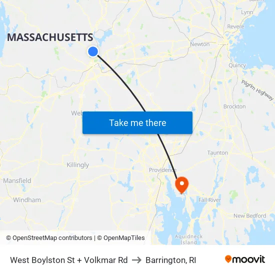 West Boylston St + Volkmar Rd to Barrington, RI map