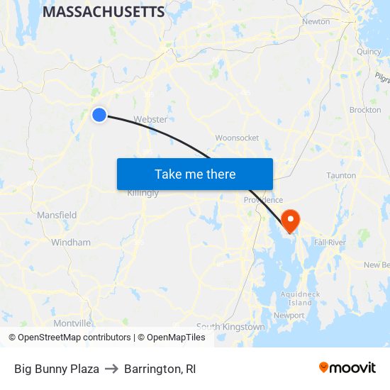 Big Bunny Plaza to Barrington, RI map