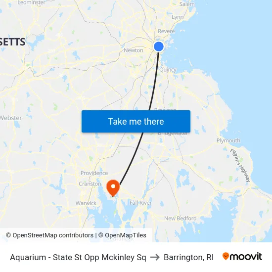 Aquarium - State St Opp Mckinley Sq to Barrington, RI map