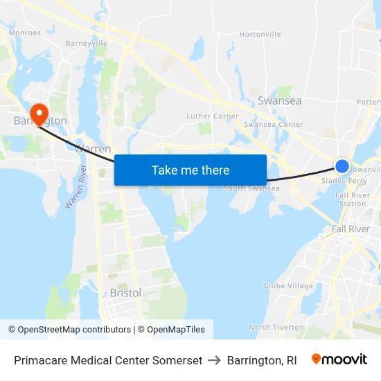 Primacare Medical Center Somerset to Barrington, RI map