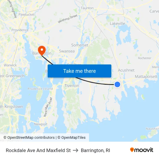 Rockdale Ave And Maxfield St to Barrington, RI map