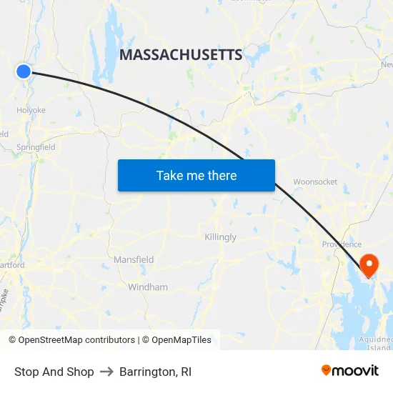 Stop And Shop to Barrington, RI map