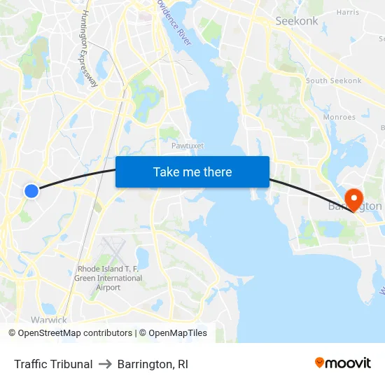 Traffic Tribunal to Barrington, RI map
