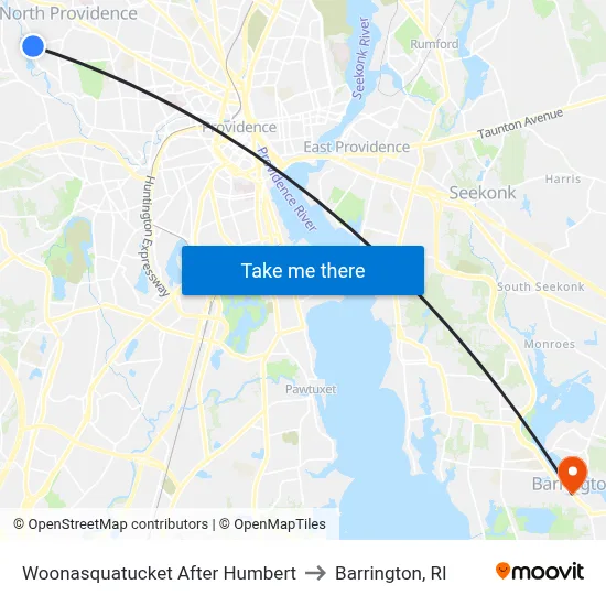 Woonasquatucket After Humbert to Barrington, RI map