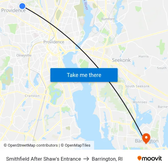 Smithfield After Shaw's Entrance to Barrington, RI map