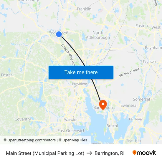Main Street (Municipal Parking Lot) to Barrington, RI map