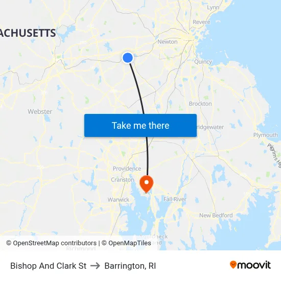 Bishop And Clark St to Barrington, RI map