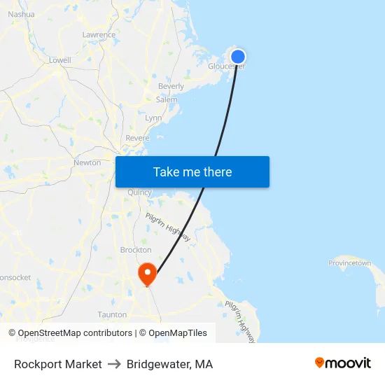 Rockport Market to Bridgewater, MA map