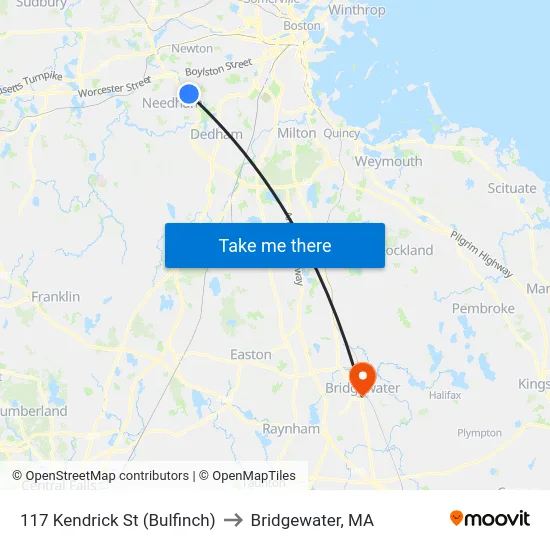 117 Kendrick St  (Bulfinch) to Bridgewater, MA map