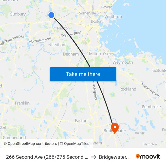 266 Second Ave (266/275 Second Ave) to Bridgewater, MA map