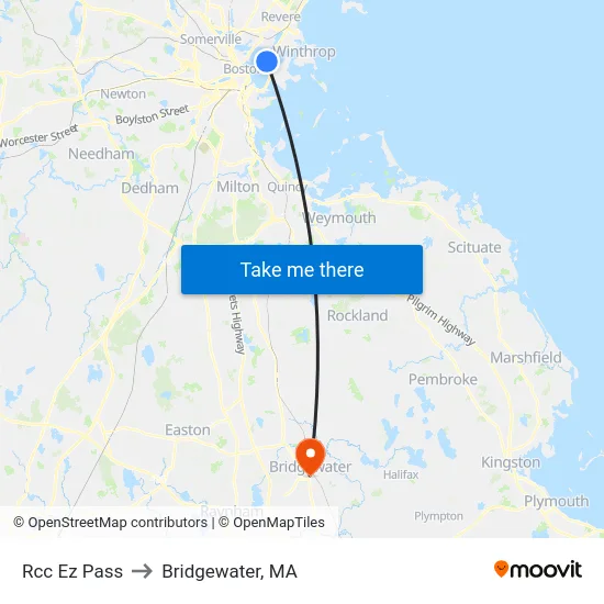 Rcc Ez Pass to Bridgewater, MA map