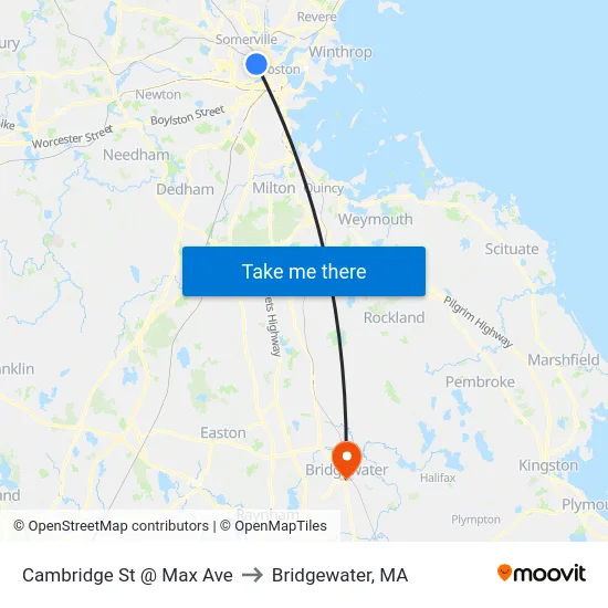 Cambridge St @ Max Ave to Bridgewater, MA map
