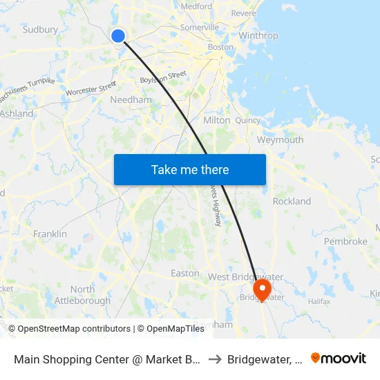 Main Shopping Center @ Market Basket to Bridgewater, MA map