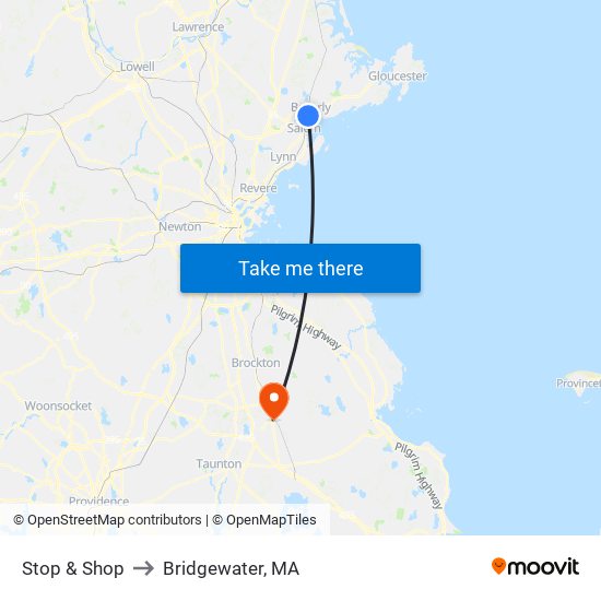 Stop & Shop to Bridgewater, MA map