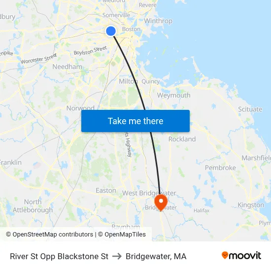 River St Opp Blackstone St to Bridgewater, MA map