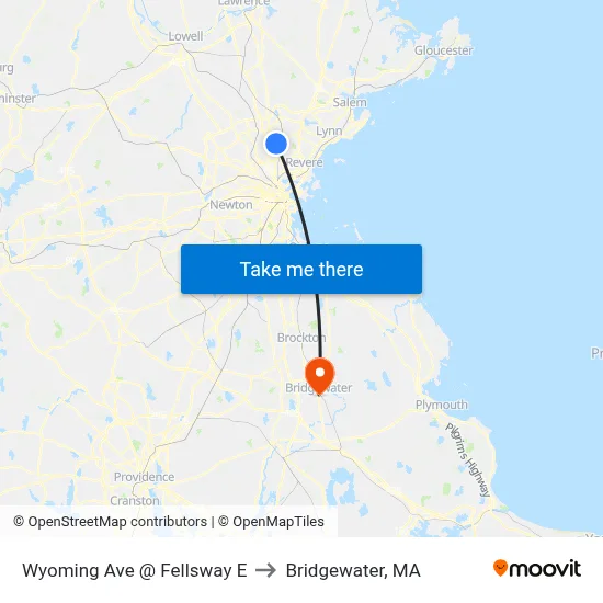 Wyoming Ave @ Fellsway E to Bridgewater, MA map
