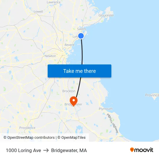 1000 Loring Ave to Bridgewater, MA map