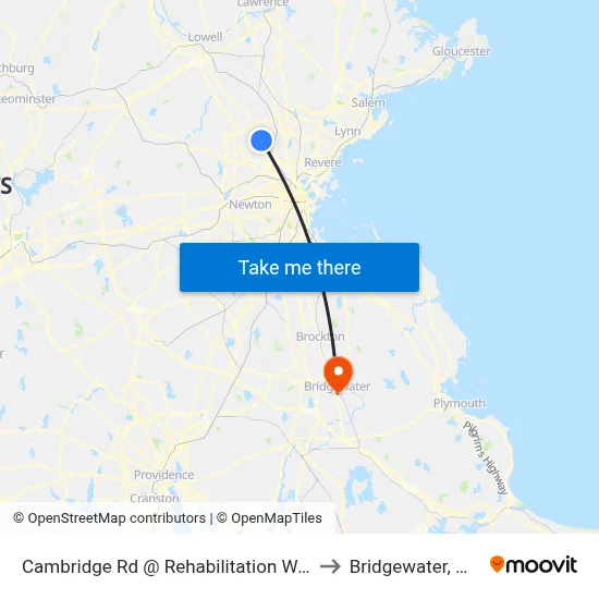 Cambridge Rd @ Rehabilitation Way to Bridgewater, MA map