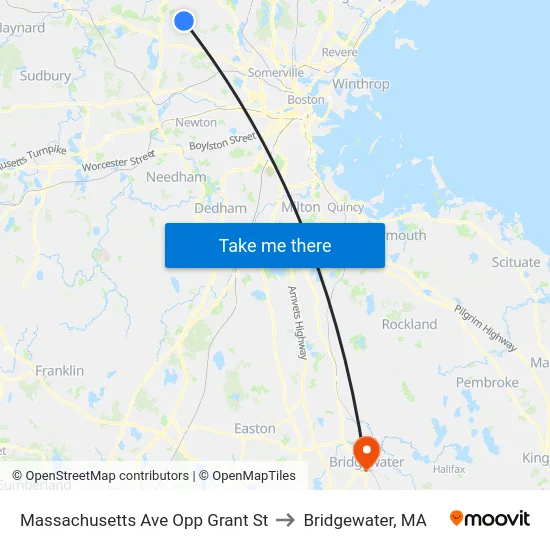 Massachusetts Ave Opp Grant St to Bridgewater, MA map
