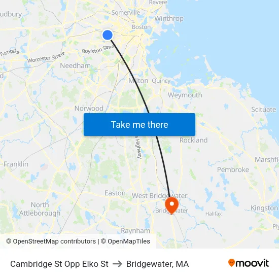 Cambridge St Opp Elko St to Bridgewater, MA map