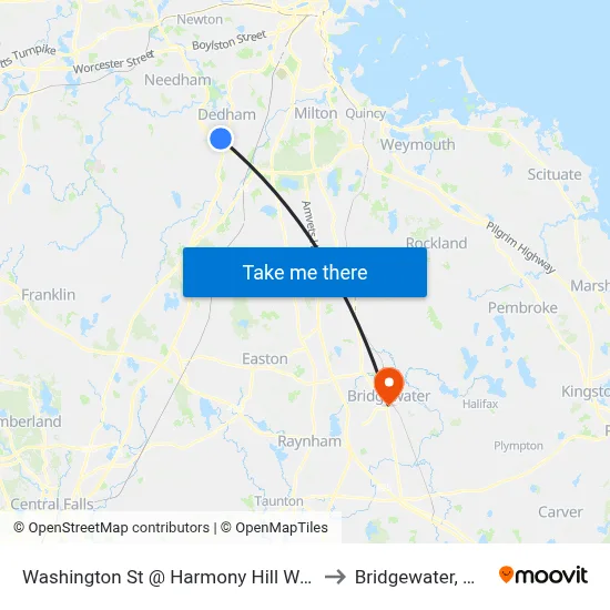 Washington St @ Harmony Hill Way to Bridgewater, MA map