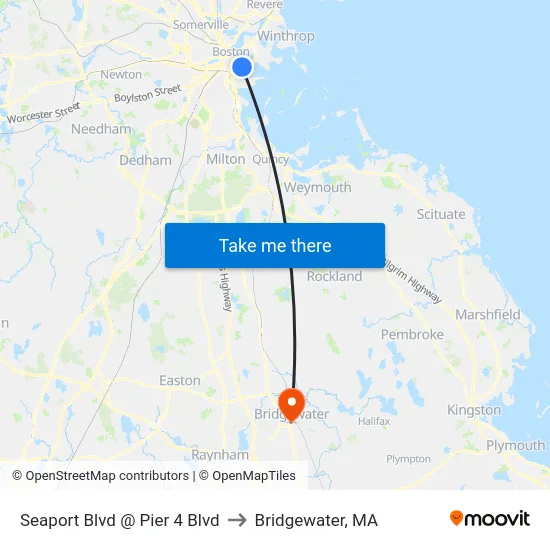 Seaport Blvd @ Pier 4 Blvd to Bridgewater, MA map