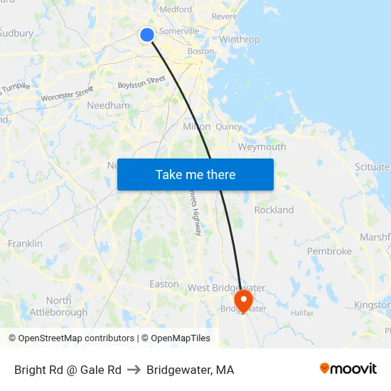 Bright Rd @ Gale Rd to Bridgewater, MA map