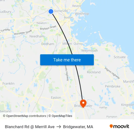Blanchard Rd @ Merrill Ave to Bridgewater, MA map