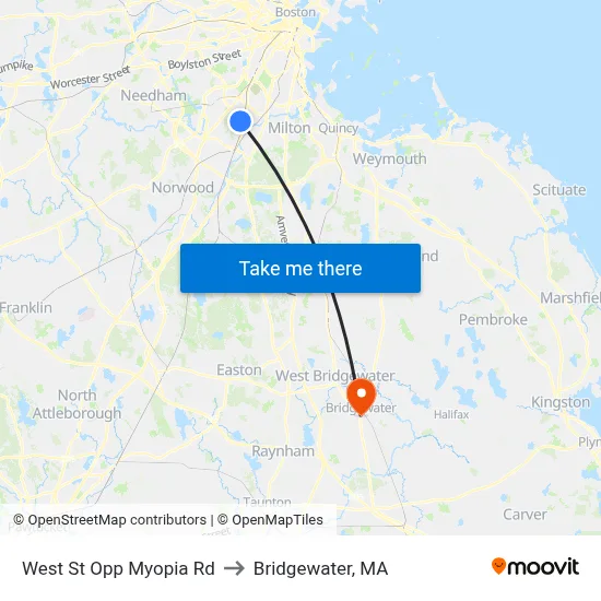 West St Opp Myopia Rd to Bridgewater, MA map