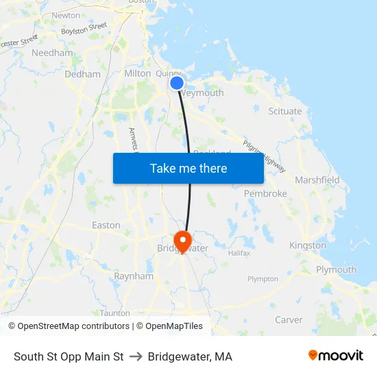 South St Opp Main St to Bridgewater, MA map