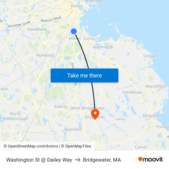 Washington St @ Dailey Way to Bridgewater, MA map